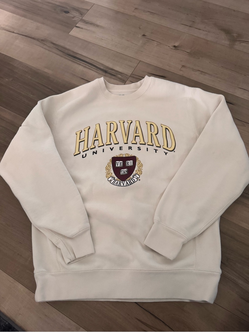 Oura Cream Harvard Crewneck Sweatshirt with Maroon & Gold Logo